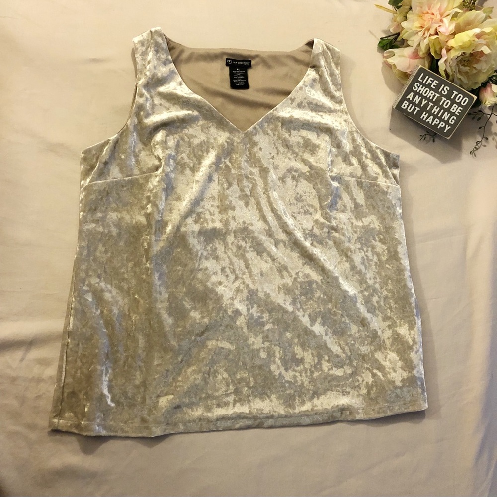 New Directions Silver Velvet Tank Petite Large
